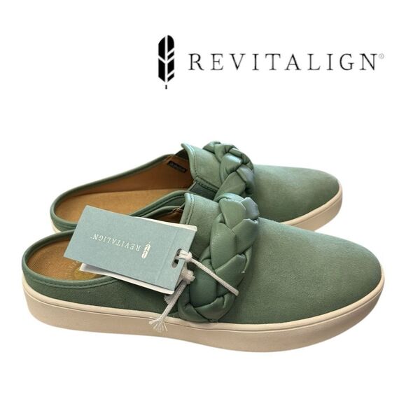 NEW Revitalign Barbados Hanna Braid Frst Green Slip-on Mules 12 - Picture 1 of 6